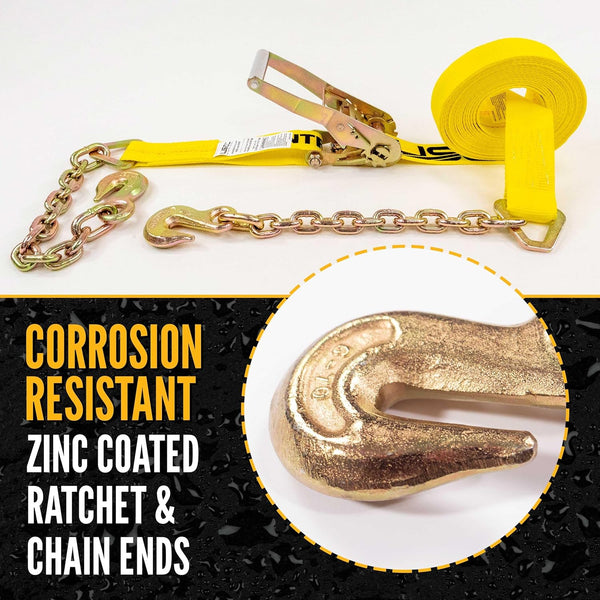 2'' x 30' Ratchet Tie-Down with Chain Extension & 5/16
