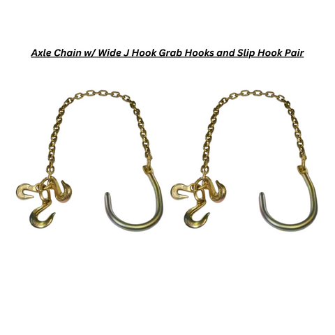 Axle Chain w/ Wide J Hook Grab Hooks and Slip Hook/Pair