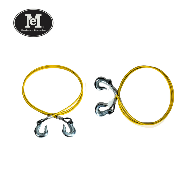 1/4''-5/16'' Yellow PVC SAFETY CABLE 12' with Two 1/4