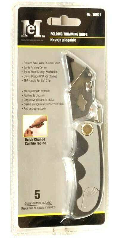 Plastic Handle Folding Trimming Knife w/ Soft Rubber Grip - Manufacturer Express