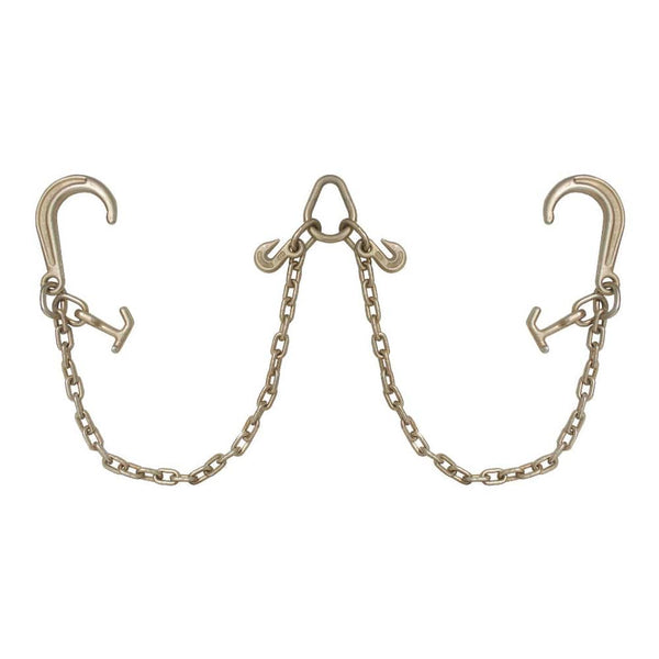 V Bridle Tow Chain J Hooks 8'' w/ T-J Combo 3'or 4' Leg Pear Link - Manufacturer Express