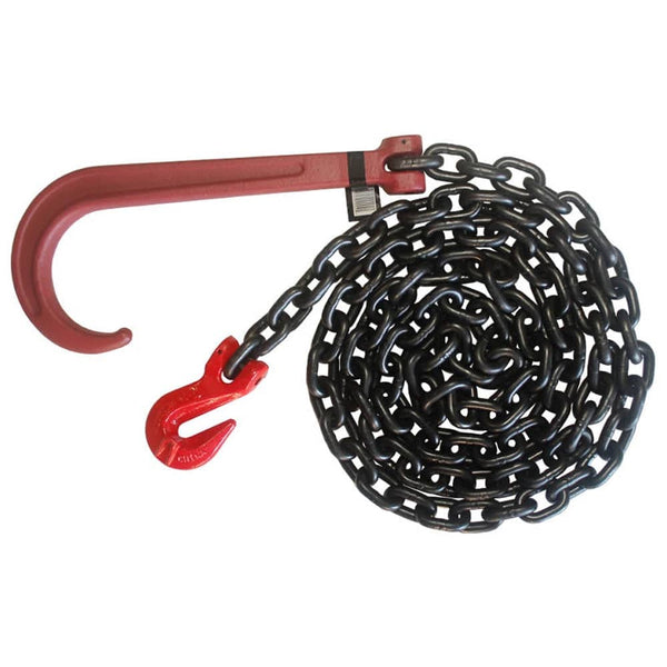 Tie Down Chain Tow Wrecker Chain 3/8''x4' J Hook Grab Hook G 80 - Manufacturer Express