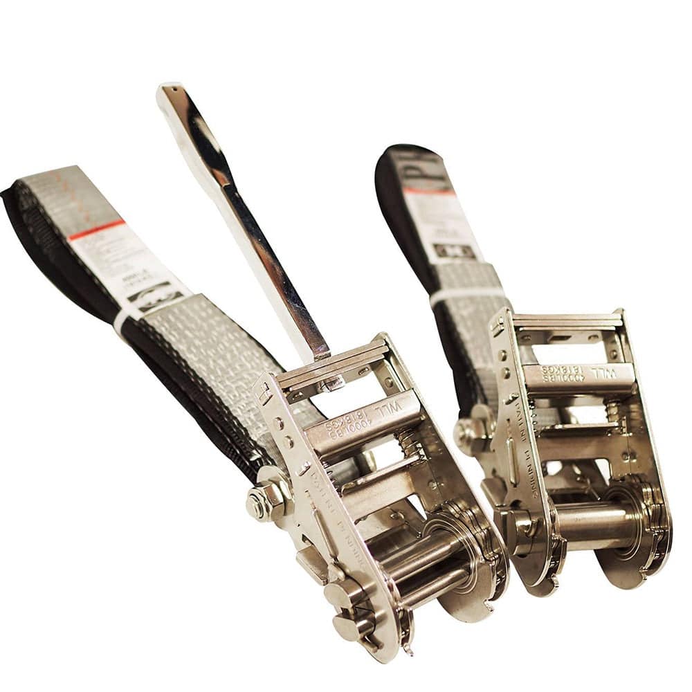 2'' X 5' Stainless Steel Ratchet Underlift Tie Down Kit w/Removable ...