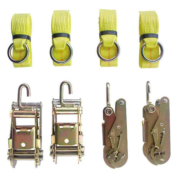4 Point Towing Kit, 4 Ratchets Side Way Hooks, 4 Lasso Straps W/O Ring - Manufacturer Express
