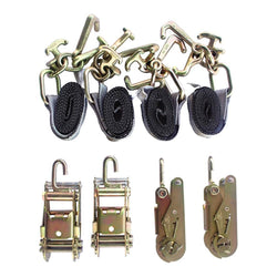 4 Point Towing Kit, 4 Ratchets  Side Way Hooks,  4 Straps W/RTJ Hooks - Manufacturer Express
