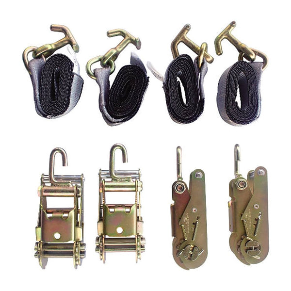 4 Point Towing Kit, 4 Ratchets Side Way Hooks,  4 Straps W/TJ  Hooks - Manufacturer Express