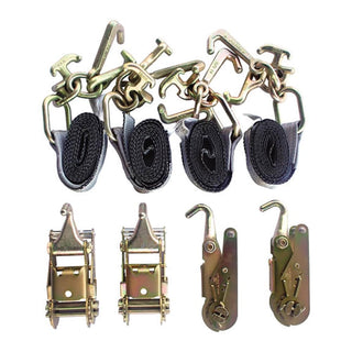4 Point Towing Kit, 4 Ratchets W/Drop Forged Finger, 4 Straps W/RTJ Hooks - Manufacturer Express