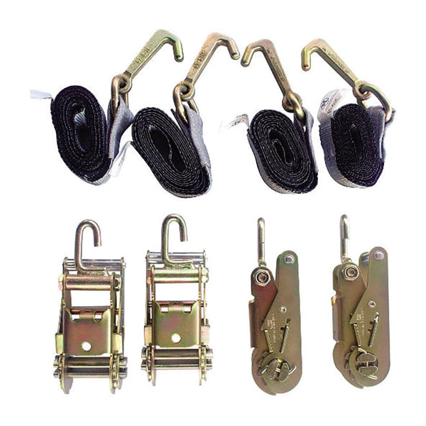 4 Point Towing Kit,  4 Ratchets W/Side Way  Hooks,  4 Straps W/Mini J Hooks - Manufacturer Express