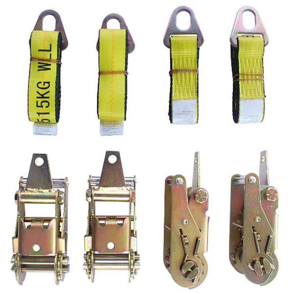 4 Point Towing Kit,  4 Ratchets W/Tabs,  4 Keyhole Straps - Manufacturer Express