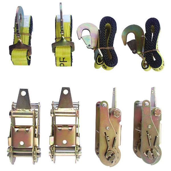 4 Point Towing Kit, 4 Ratchets W/Tabs,  4 Straps W/Twisted Snaps - Manufacturer Express