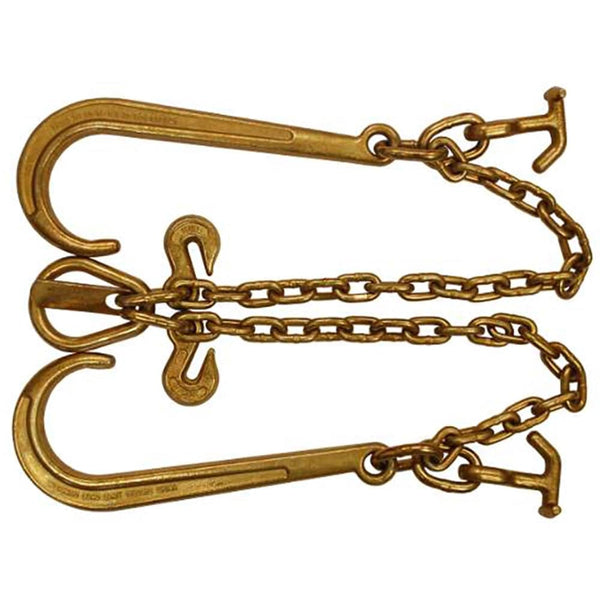 5/16'' J Hook Tow Chain 15'' V Bridle 2' Leg Pear Link T-J Hook | Manufacturer Express