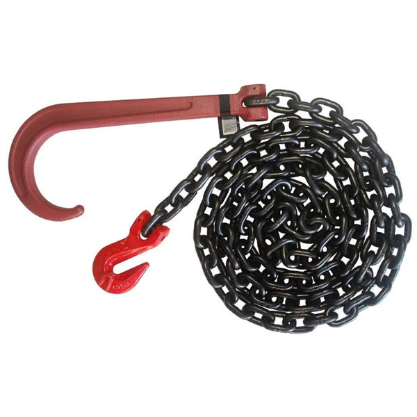 Tie Down Chain Tow Wrecker Chain 3/8''x10' Long J Hook Grab Hook G80 - Manufacturer Express