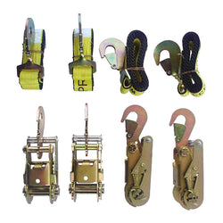 Tie Down Kit Towing, 4 Ratchets W/Flat Snap Hooks, 4 Straps W/Twisted Snaps - Manufacturer Express