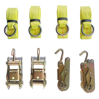 Towing 4 Point Tie Down, 4 Ratchets W/Single Fingers, 4 Lasso Straps W/O Ring - Manufacturer Express